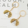 N2003-27 Ancient Gold Keychain Alloy Sunflowers Shape Can Open Double Side Engraving Accessories Pen