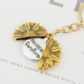N2003-27 Ancient Gold Keychain Alloy Sunflowers Shape Can Open Double Side Engraving Accessories Pen
