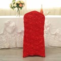 Thickened Rose Stretch Chair Cover Hotel Wedding Banquet Seat Back Cover Decoration(Red)