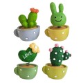 4 In 1 Cute Animal Group Cactus Small Potted Spring Car Decoration, Size:L, Color:Cactus