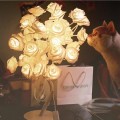 Rose Bedside Night Light Girl Heart Room Decoration Table Lamp, AC 220V(White Base)