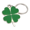 Green Leaf Car Keychain Keyring Lucky Key Chain Purse Bag Pendants Steel Stainless Car Styling Four-