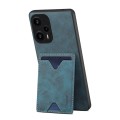 Denior PU Back Cover Card Slot Holder Phone Case For Xiaomi Redmi Note 12 Turbo / Poco F5(Blue)