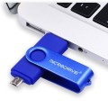 MicroDrive 128GB USB 2.0 Phone and Computer Dual-use Rotary OTG Metal U Disk (Blue)