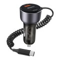 Yesido Y56 60W PD + QC3.0 Dual Port Car Charger with USB-C / Type-C Spring Data Cable