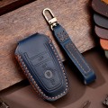 For Ford F-150 4-button C072 Car Key Leather Protective Case (Blue)