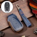 For Chevrolet 3-button Hallmo Car Cowhide Leather Key Protective Cover Key Case(Blue)
