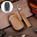 For Chevrolet 3-button Hallmo Car Cowhide Leather Key Protective Cover Key Case(Brown)