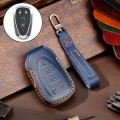 For Chevrolet 5-button Hallmo Car Cowhide Leather Key Protective Cover Key Case(Blue)