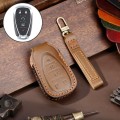 For Chevrolet 5-button Hallmo Car Cowhide Leather Key Protective Cover Key Case(Brown)