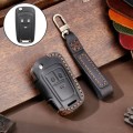 For Chevrolet Folding Hallmo Car Cowhide Leather Key Protective Cover Key Case(Black)