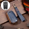 For Chevrolet Folding Hallmo Car Cowhide Leather Key Protective Cover Key Case(Blue)