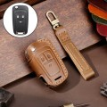 For Chevrolet Folding Hallmo Car Cowhide Leather Key Protective Cover Key Case(Brown)