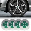 4 in 1 Car Four Leaf Clover Pattern Wheel Hub Decorative Sticker Silver, Diameter: 5.8cm
