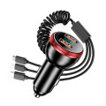 BW15 110W 3 in 1 Charging Cable & Dual USB Port Car Charger (Red)