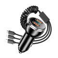 BW15 110W 3 in 1 Charging Cable & Dual USB Port Car Charger (Silver)