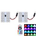 2 PCS Colorful 41MM T10 + Bicuspid Port Remote Control Car Dome Lamp LED Reading Light with 24 LED L