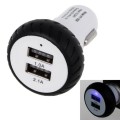 Mini Wheels Design 5V 1.0A+2.1A Double USB Universal Quick Car Charger for Phones / Tablets(White +