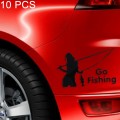 10 PCS Beauty Go Fishing Styling Reflective Car Sticker, Size: 14cm x 8.5cm(Black)