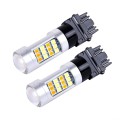 2 PCS T25/3157 10W 1000 LM 6000K White + Yellow Light Turn Signal Light with 42 SMD-2835-LED Lamps A