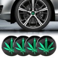 4 PCS Car-Styling Green Leaves Pattern Metal Wheel Hub Decorative Sticker, Diameter: 5.8cm