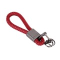 PU Leather Braided Strap Zinc Alloy Keychain Keyring, Random Color Delivery