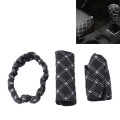 3 PCS Car Hand Brake Cover Shift Knob Gear Stick Cushion Sets Rear View Mirror Sets Cover Car Access