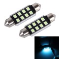 2 PCS DC 12V 2W 41MM 8 SMD-3528 LEDs Bicuspid Port Decoding Car Dome Lamp LED Reading Light(Ice Blue