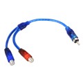 Car AV Audio Video 2 Female to 1 Male Aluminum Extension Cable Wiring Harness, Cable Length: 26cm