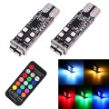 2 PCS W5W 194 T10 Multi Colors 10 SMD 3535 LED Car Clearance Light Marker Light with Remote Control,