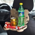 Cartoon Style Foldable Back Car Seat Drink Holder Back Seat Food Tray Storage Organizer Table(Brown)