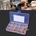150 PCS O Shape Solid Copper Crush Washers Assorted Oil Seal Flat Ring Kit for Car / Boat  / Generat