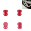 4PCS SA Metal Plated Hexagon Shape Universal Tire Valve Stem Cap(Red)