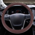 Knit Weave Texture Universal Leather Car Steering Wheel Cover Sets Four Seasons General (Wind Red)