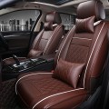 Car Leather Full Coverage Seat Cushion Cover, Luxury Version,Only One Front Seat(Coffee)