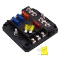 Independent Positive and Negative 1 in 6 Out 6 Way Circuit Blade Fuse Box Fuse Holder Kits with LED