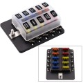 1 in 10 Out Fuse Box PC Terminal Block Fuse Holder Kits with LED Warning Indicator for Auto Car Truc