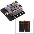 1 in 8 Out Fuse Box PC Terminal Block Fuse Holder Kits with LED Warning Indicator for Auto Car Truck