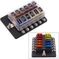 1 in 12 Out Fuse Box Screw Terminal Section Fuse Holder Kits with LED Warning Indicator for Auto Car