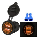 Universal Car Charger 2 Port Power Socket Power Dual USB Charger 5V 4.2A IP66 with Aperture(Orange L