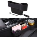 Car Multi-functional Co-pilot Seat Console PU Leather Box Cigarette Lighter Charging Pocket Cup Hold