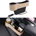 Car Multi-functional Driver Seat Console PU Leather Box Cigarette Lighter Charging Pocket Cup Holder