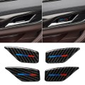 4 PCS Car Tricolor Carbon Fiber Door Inner Handle Wrist Panel Decorative Sticker for BMW 5 Series G3