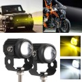 2 PCS DC9-36V / 20W / 6000K / 3000K / 2000LM Motorcycles Double Color Headlights / Fog Light