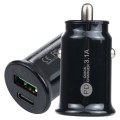 TE-339PD 3.1A PD USB-C / Type-C + USB Interface Mini Fast Charging Car Charger(Black)