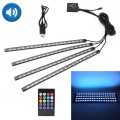 4 in 1 Universal Car USB Colorful Acoustic LED Atmosphere Lights Colorful Lighting Decorative Lamp,