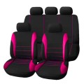 9 in 1 Universal Four Seasons Anti-Slippery Cushion Mat Set for 5 Seat Car, Style: Stitches (Pink)
