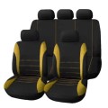 9 in 1 Universal Four Seasons Anti-Slippery Cushion Mat Set for 5 Seat Car, Style: Stitches (Yellow)