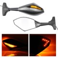 Motorcycle Modified Rear View Mirror Set with Light for Kawasaki (Carbon Fiber Black)