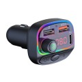 C14 Multifunctional Car Dual QC3.0+PD18W USB Charger Bluetooth FM Transmitter with Atmosphere Light